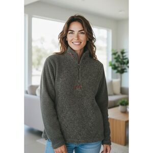 Victoria's Secret Country Fleece Pullover Gray Rose Embroidered Womens Sz Medium